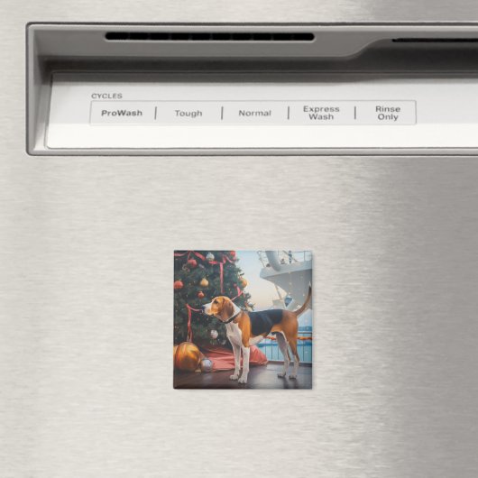 Amerikaans Engels Foxhound Christmas Cruise Vakant Magneet (Insitu (Vaatwasser))