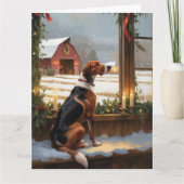 Amerikaans Engels Foxhound Christmas Lights Holida Kaart (Voorkant)