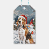 Amerikaans Engels Foxhound Dog Winter Christmas Jo Cadeaulabel (Achterkant)