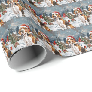 Amerikaans Engels Foxhound Dog Winter Christmas Jo Cadeaupapier
