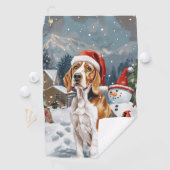 Amerikaans Engels Foxhound Dog Winter Christmas Jo Golfhanddoek (Insitu)