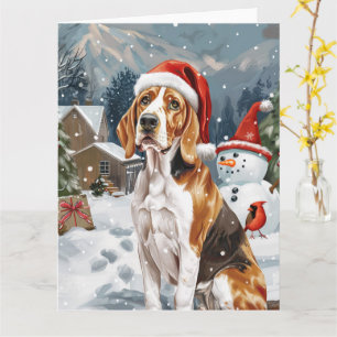 Amerikaans Engels Foxhound Dog Winter Christmas Jo Kaart