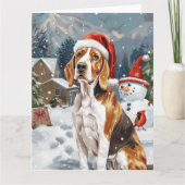 Amerikaans Engels Foxhound Dog Winter Christmas Jo Kaart (Voorkant)