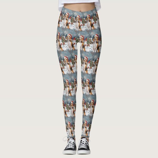 Amerikaans Engels Foxhound Dog Winter Christmas Jo Leggings (Voorkant)