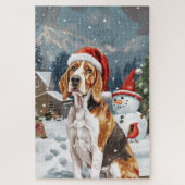 Amerikaans Engels Foxhound Dog Winter Christmas Jo Legpuzzel (Verticaal)