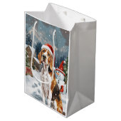 Amerikaans Engels Foxhound Dog Winter Christmas Jo Medium Cadeauzakje (Voorkant Gekanteld)