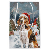 Amerikaans Engels Foxhound Dog Winter Christmas Jo Medium Cadeauzakje (Voorkant)