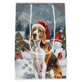 Amerikaans Engels Foxhound Dog Winter Christmas Jo Medium Cadeauzakje (Achterkant)