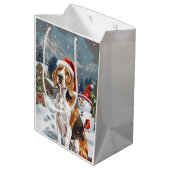 Amerikaans Engels Foxhound Dog Winter Christmas Jo Medium Cadeauzakje (Achterkant Gekanteld)