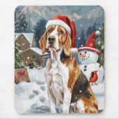 Amerikaans Engels Foxhound Dog Winter Christmas Jo Muismat (Voorkant)