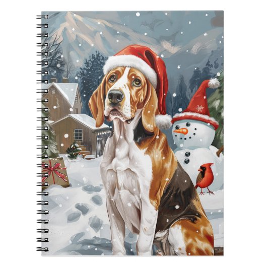 Amerikaans Engels Foxhound Dog Winter Christmas Jo Notitieboek (Voorkant)