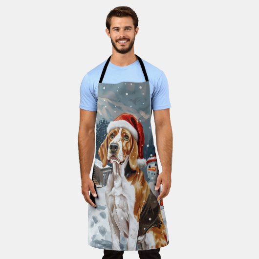 Amerikaans Engels Foxhound Dog Winter Christmas Jo Schort (Gedragen)