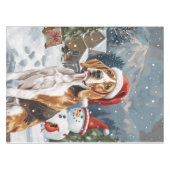 Amerikaans Engels Foxhound Dog Winter Christmas Jo Tafelkleed (Voorkant (Horizontaal))