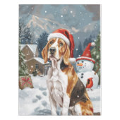 Amerikaans Engels Foxhound Dog Winter Christmas Jo Tafelkleed (Voorkant)