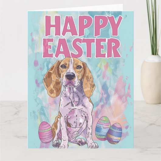 Amerikaans Engels Foxhound Happy Easter Kaart (Voorkant)