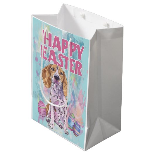 Amerikaans Engels Foxhound Happy Easter Medium Cadeauzakje (Voorkant Gekanteld)