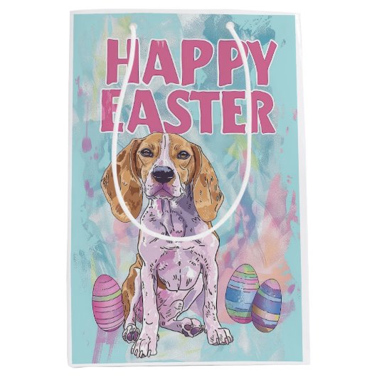 Amerikaans Engels Foxhound Happy Easter Medium Cadeauzakje (Voorkant)