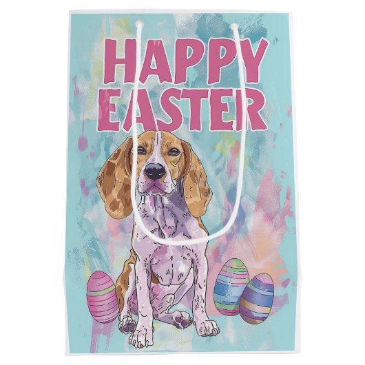 Amerikaans Engels Foxhound Happy Easter Medium Cadeauzakje (Achterkant)