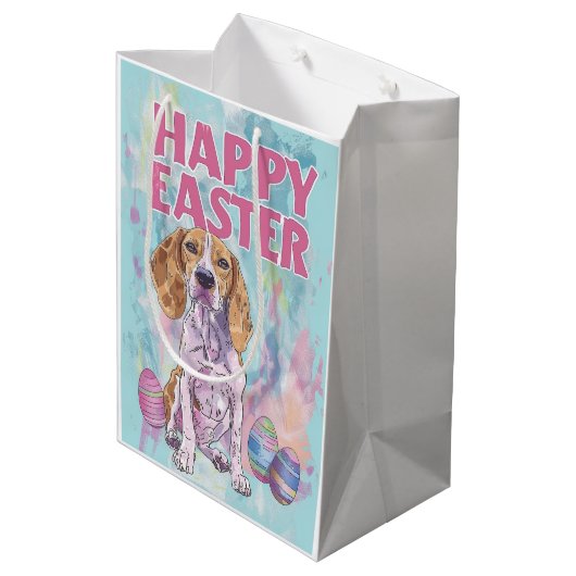 Amerikaans Engels Foxhound Happy Easter Medium Cadeauzakje (Achterkant Gekanteld)