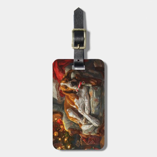 Amerikaans Engels Foxhound Hondenkerstfeest Bagagelabel (Voorkant verticaal)