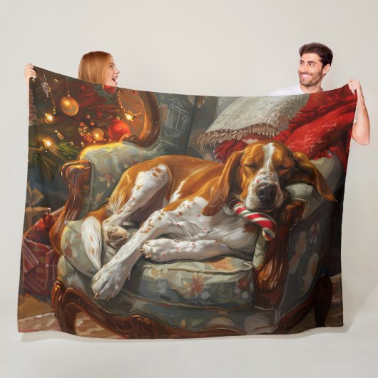Amerikaans Engels Foxhound Hondenkerstfeest Fleece Deken (In situ)