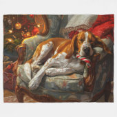 Amerikaans Engels Foxhound Hondenkerstfeest Fleece Deken (Voorkant (Horizontaal))