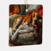 Amerikaans Engels Foxhound Hondenkerstfeest Keramisch Ornament (Rechts)