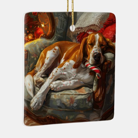Amerikaans Engels Foxhound Hondenkerstfeest Keramisch Ornament (Rechts)