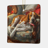 Amerikaans Engels Foxhound Hondenkerstfeest Keramisch Ornament (Links)