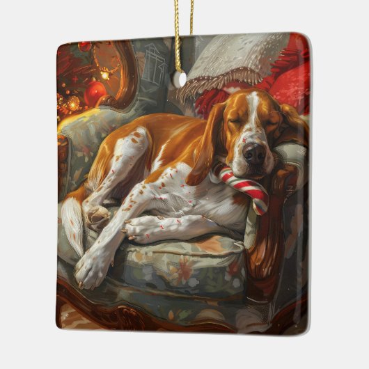 Amerikaans Engels Foxhound Hondenkerstfeest Keramisch Ornament (Links)