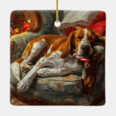 Amerikaans Engels Foxhound Hondenkerstfeest Keramisch Ornament (Achterkant)
