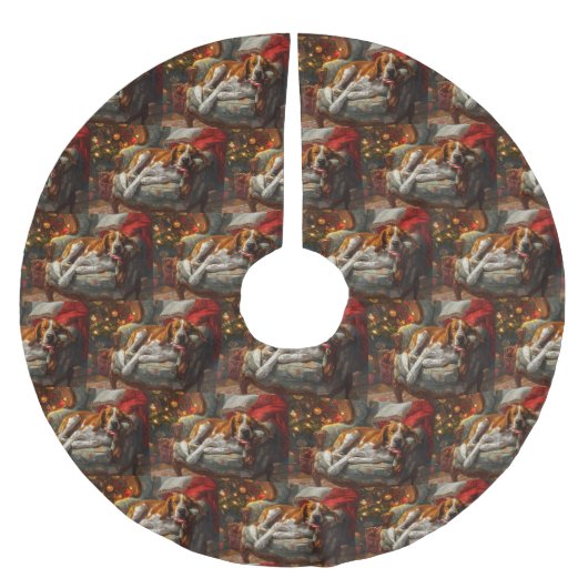 Amerikaans Engels Foxhound Hondenkerstfeest Kerstboom Rok (Voorkant)