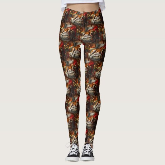 Amerikaans Engels Foxhound Hondenkerstfeest Leggings (Voorkant)