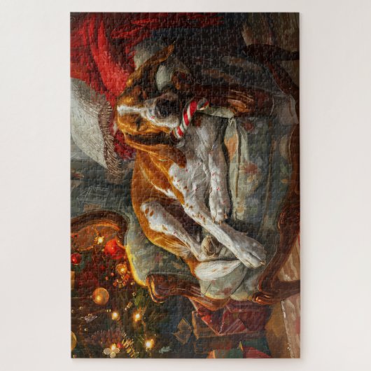 Amerikaans Engels Foxhound Hondenkerstfeest Legpuzzel (Verticaal)