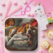 Amerikaans Engels Foxhound Hondenkerstfeest Papieren Bordje (Feest)