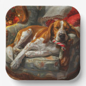 Amerikaans Engels Foxhound Hondenkerstfeest Papieren Bordje (Voorkant)