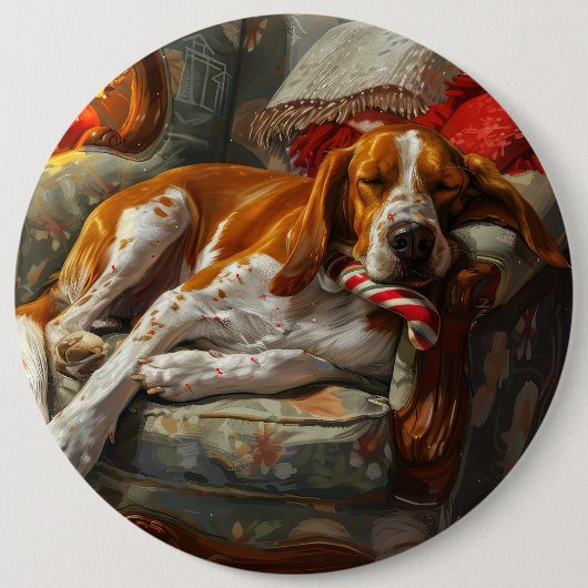 Amerikaans Engels Foxhound Hondenkerstfeest Ronde Button 6,0 Cm (Voorkant)