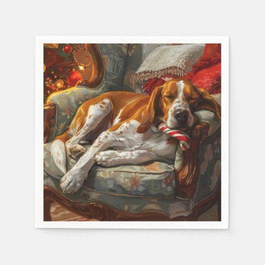 Amerikaans Engels Foxhound Hondenkerstfeest Servet (Voorkant)