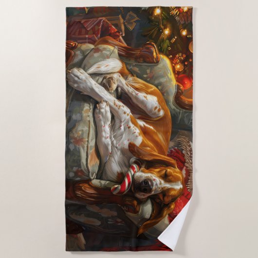 Amerikaans Engels Foxhound Hondenkerstfeest Strandlaken (Voorkant)