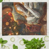 Amerikaans Engels Foxhound Hondenkerstfeest Theedoek (Gevouwen)