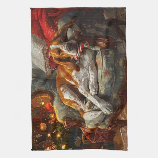 Amerikaans Engels Foxhound Hondenkerstfeest Theedoek (Verticaal)