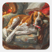 Amerikaans Engels Foxhound Hondenkerstfeest Vierkante Sticker (Voorkant)