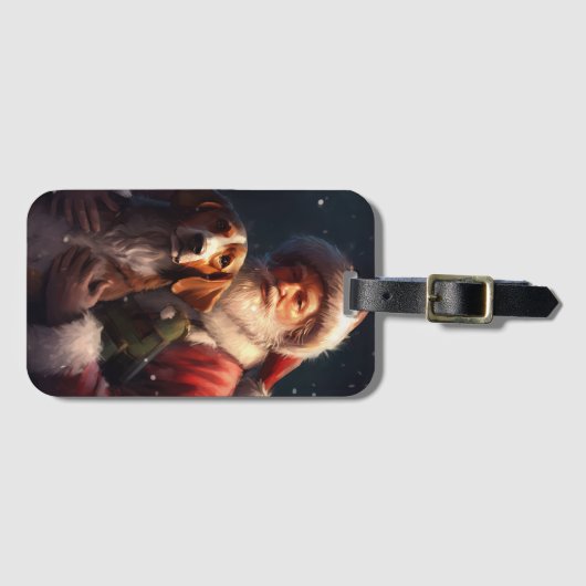 Amerikaans Engels Foxhound Kerstman Kerstmis Bagagelabel (Voorkant (horizontaal))