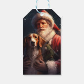 Amerikaans Engels Foxhound Kerstman Kerstmis Cadeaulabel (Achterkant)