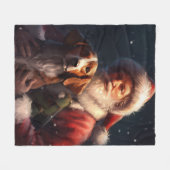 Amerikaans Engels Foxhound Kerstman Kerstmis Fleece Deken (Voorkant (Horizontaal))