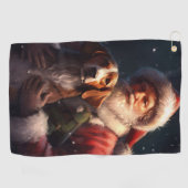 Amerikaans Engels Foxhound Kerstman Kerstmis Golfhanddoek (Horizontaal)