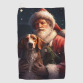 Amerikaans Engels Foxhound Kerstman Kerstmis Golfhanddoek (Voorkant)