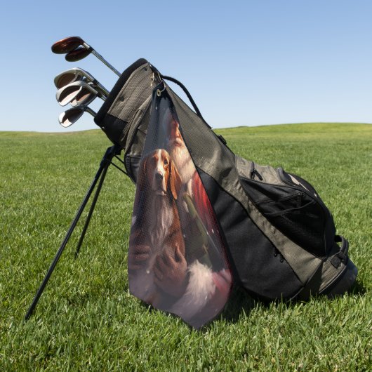 Amerikaans Engels Foxhound Kerstman Kerstmis Golfhanddoek (Groen)