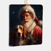 Amerikaans Engels Foxhound Kerstman Kerstmis Keramisch Ornament (Rechts)