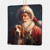 Amerikaans Engels Foxhound Kerstman Kerstmis Keramisch Ornament (Links)